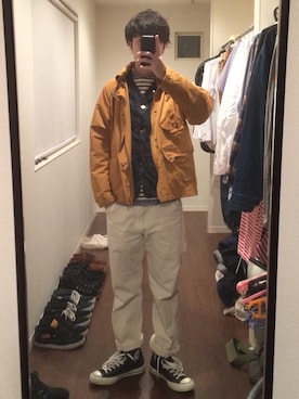 「SAINT JAMES（セントジェームス）のアイテム」を使った、Dさん（メンズ・177cm）の冬コーディネート