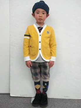 「アイテム（ポロシャツ）」を使った、petit　main・b-roomさん（キッズ・110cm）の秋コーディネート