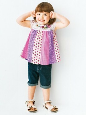 「kladskap（クレードスコープ）のアイテム（チュニック）」を使った、petit　main・b-roomさん（キッズ・90cm）の夏コーディネート