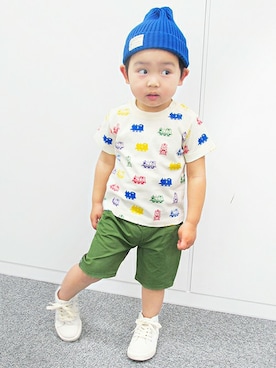 「petit main（プティマイン）のアイテム（帽子）」を使った、petit　main・b-roomさん（キッズ・89cm）の春コーディネート