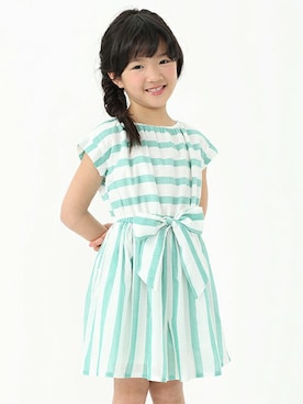 「ストライプワンピース」｜petit　main・b-roomさん（キッズ・115cm）の春コーディネート