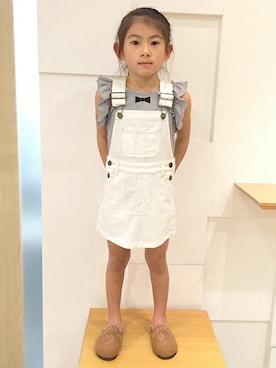 「アクティブ」｜「アイテム（ジャンパースカート）」を使った、petit　main・b-roomさん（キッズ・114cm）の春コーディネート