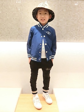 「デイリーカジュアル」｜「アイテム（スタジャン）」を使った、petit　main・b-roomさん（キッズ・116cm）の春コーディネート