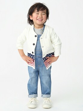 「petit main（プティマイン）のアイテム（オールインワン・サロペット）」を使った、petit　main・b-roomさん（キッズ・92cm）の冬コーディネート