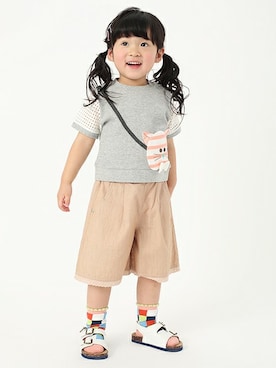 「アイテム（ソックス/靴下、ピンク系）」を使った、petit　main・b-roomさん（キッズ・94cm）の春コーディネート