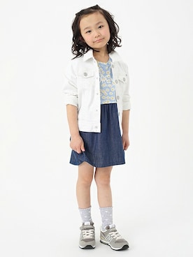 「ドッキングワンピ」｜「アイテム（デニムジャケット）」を使った、petit　main・b-roomさん（キッズ・110cm）の春コーディネート