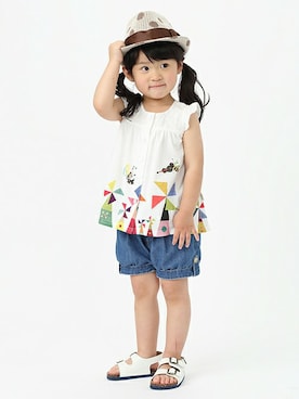 「kladskap（クレードスコープ）のアイテム（チュニック）」を使った、petit　main・b-roomさん（キッズ・94cm）の夏コーディネート