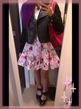 「EVRIS（エヴリス）のアイテム（ライダースジャケット）」を使った、saveさん（レディース・156cm）の秋コーディネート