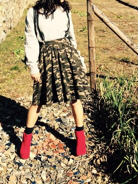 「スエット」｜「アイテム（ブーティ）」を使った、かなさん（レディース・156cm）の冬コーディネート