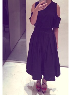 「FOREVER 21（フォーエバー トゥエンティーワン）のアイテム（スカート、ブラック系）」を使った、Angelicamuletさん（レディース・153cm）の秋コーディネート