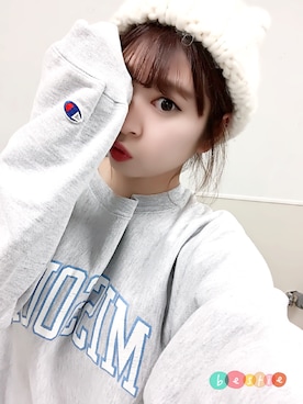 「オルチャンファッション」｜「アイテム（ニットキャップ/ビーニー）」を使った、KAEDE 카에데さん（レディース・151cm）の冬コーディネート