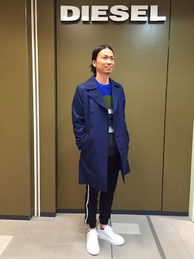 「DIESEL（ディーゼル）のアイテム（トレンチコート）」を使った、MORIさん（メンズ・180cm）の秋コーディネート