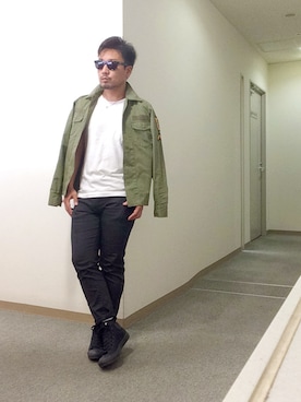「アーミー」｜「アイテム（アクセサリー）」を使った、よんさん（メンズ・166cm）の秋コーディネート