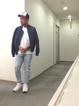「メッシュキャップ」｜「アイテム（ブルゾン）」を使った、よんさん（メンズ・166cm）の秋コーディネート