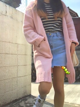 「mixxmixのアイテム（Tシャツ/カットソー、ブラック系）」を使った、こさん（レディース）の春コーディネート