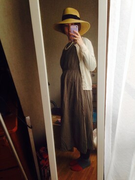 「麦わら帽子」｜「アイテム（食器/キッチン）」を使った、藍子さん（レディース・163cm）の春コーディネート