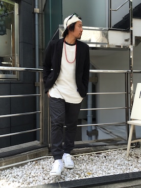 「UP START（アップスタート）のアイテム（パンツ）」を使った、sho-1さん（メンズ・171cm）の春コーディネート