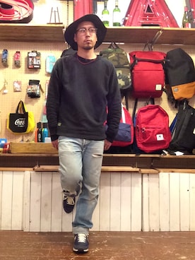「UP START（アップスタート）のアイテム（帽子）」を使った、sho-1さん（メンズ・171cm）の春コーディネート