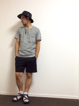 「ボーダーソックス」｜「アイテム（サンダル）」を使った、sho-1さん（メンズ・171cm）の夏コーディネート