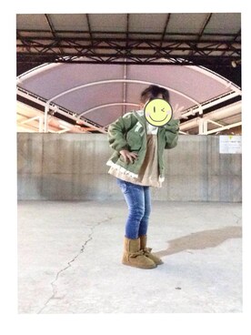 「アイテム（ブーツ）」を使った、ゆみざべすさん（キッズ・110cm）の春コーディネート