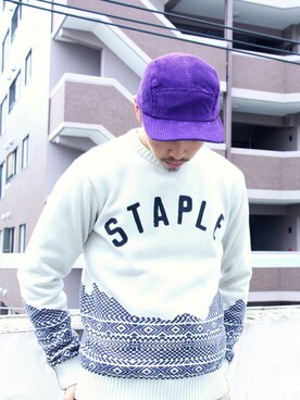 「staple（ステイプル）のアイテム」を使った、ストックルーム福岡さん（メンズ・177cm）の冬コーディネート