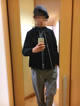 「DISCOAT（ディスコート）のアイテム（ハンチング/ベレー帽）」を使った、よーすけさん（メンズ・175cm）の秋コーディネート