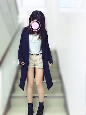 「アイテム（ヘアアクセサリー、ブルー系）」を使った、🌙さん（レディース・157cm）の秋コーディネート