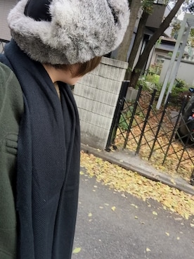「WOOLRICH（ウールリッチ）のアイテム（帽子）」を使った、靖さん（レディース・171cm）の秋コーディネート