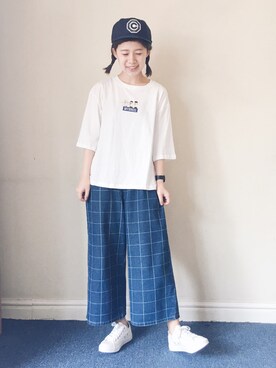「日常」｜「アイテム（キャップ）」を使った、王喜儿さん（レディース・156cm）の春コーディネート