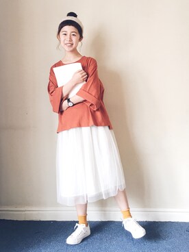 「日常」｜「アイテム（アナログ腕時計）」を使った、王喜儿さん（レディース・156cm）の春コーディネート