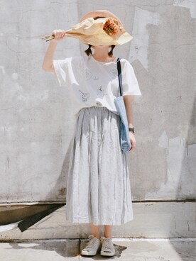 「日常」｜「アイテム（アナログ腕時計）」を使った、王喜儿さん（レディース・156cm）の春コーディネート