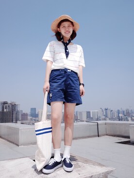 「日常」｜「アイテム（アナログ腕時計）」を使った、王喜儿さん（レディース・156cm）の春コーディネート