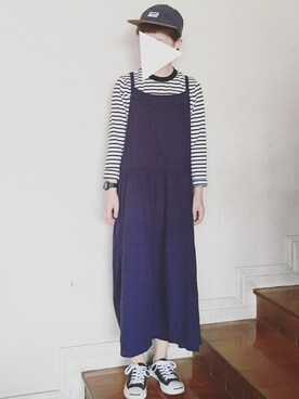 「日常」｜「アイテム（アナログ腕時計）」を使った、王喜儿さん（レディース・156cm）の夏コーディネート