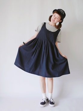 「日常」｜「アイテム（アナログ腕時計）」を使った、王喜儿さん（レディース・158cm）の夏コーディネート