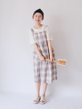「日常」｜「アイテム（その他シューズ）」を使った、王喜儿さん（レディース・158cm）の夏コーディネート