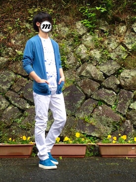 「ブルー x ホワイト」｜MOON🌙さん（メンズ・172cm）の春コーディネート