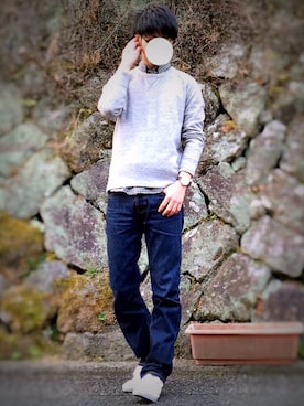 「スウェット×シャツ」｜MOON🌙さん（メンズ・172cm）の春コーディネート