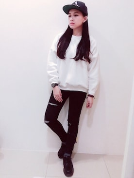 「ELM（エルム）のアイテム（帽子）」を使った、Teenyさん（レディース・153cm）の冬コーディネート