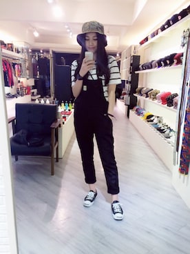 「7union」｜「アイテム（オールインワン・サロペット）」を使った、Teenyさん（レディース・153cm）の春コーディネート