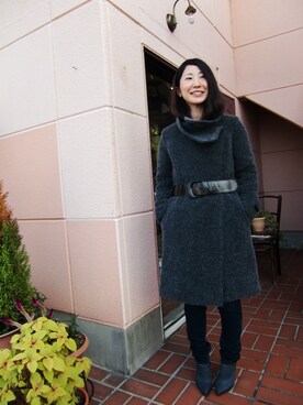 「TATRAS」｜「アイテム（その他アウター）」を使った、HINAOさん（レディース・158cm）の冬コーディネート