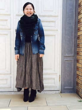 「アイテム（マフラー）」を使った、HINAOさん（レディース・153cm）の夏コーディネート