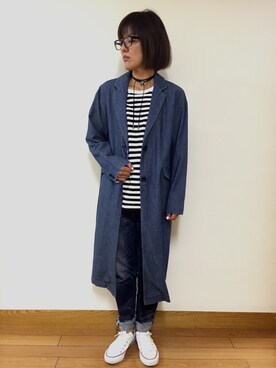 「Right-on（ライトオン）のアイテム（チェスターコート）」を使った、yukariNさん（レディース・160cm）の秋コーディネート