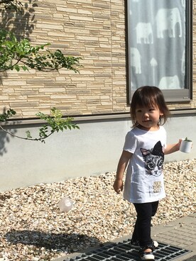「ネコ」｜「アイテム（バレエシューズ）」を使った、mayuさん（キッズ・80cm）の夏コーディネート