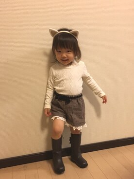 「ネコミミ」｜「アイテム（その他）」を使った、mayuさん（キッズ・80cm）の秋コーディネート