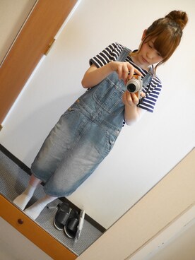 「Right-on（ライトオン）のアイテム（ジャンパースカート）」を使った、miichanさん（レディース・149cm）の春コーディネート
