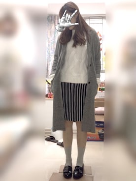 「アイテム（ワンピース/ドレス、ブルー系）」を使った、Sさん（レディース・162cm）の冬コーディネート