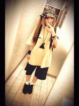 「アイテム（コインケース）」を使った、junさん（レディース・163cm）の夏コーディネート