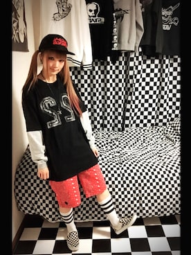 「UNIF（ユニフ）のアイテム（パンツ）」を使った、junさん（レディース・163cm）の春コーディネート