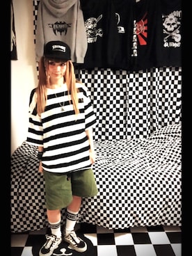 「SANTA CRUZ（サンタクルーズ）のアイテム（ソックス/靴下）」を使った、junさん（レディース・163cm）の夏コーディネート