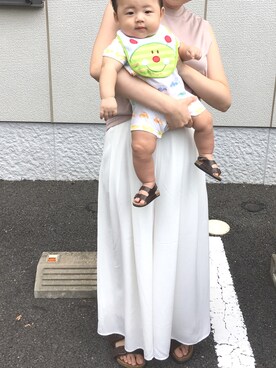 「Moujonjon（ムージョンジョン）のアイテム（ママ＆ベビー）」を使った、s☺︎uさん（キッズ・70cm）の夏コーディネート